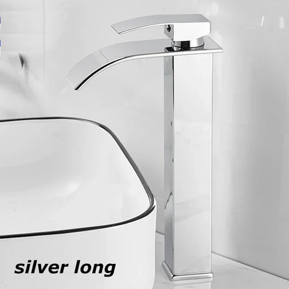 Edelstahl Waschtischarmatur Wasserfall Design Schwarz