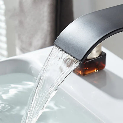 Edelstahl Waschtischarmatur Wasserfall Design Schwarz