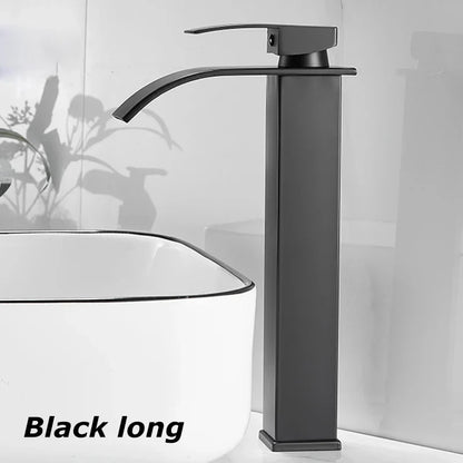 Edelstahl Waschtischarmatur Wasserfall Design Schwarz