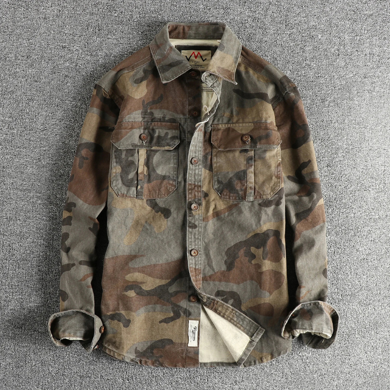 Herren Cargo Hemd Militärstyle Camo - BerlinGlamour