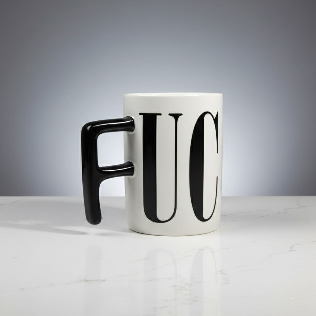 Keramiktasse mit lustigem Spruch Schwarz