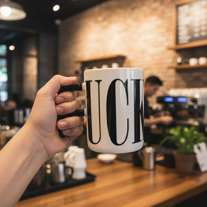 Keramiktasse mit lustigem Spruch Schwarz