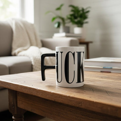 Keramiktasse mit lustigem Spruch Schwarz