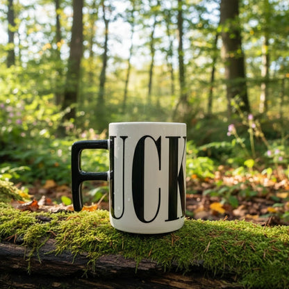 Keramiktasse mit lustigem Spruch Schwarz
