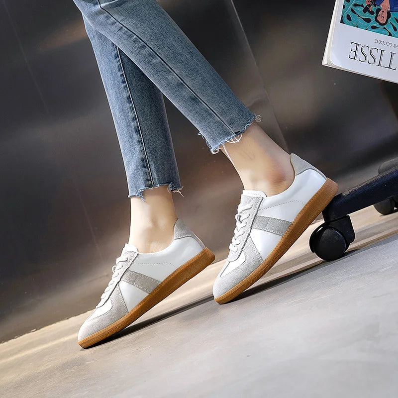 Leder Turnschuhe Damen Echtleder Sneaker Schwarz - BerlinGlamour