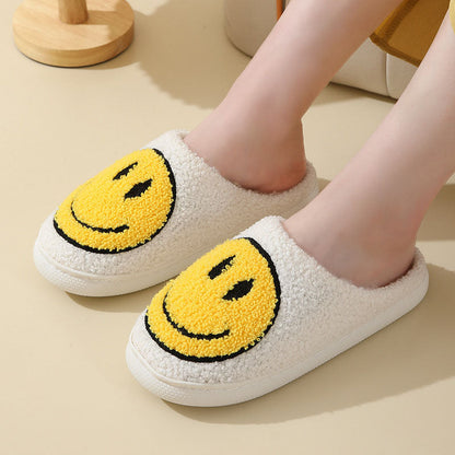 Weiche Pelzpantoffel Smiley Muster Warm