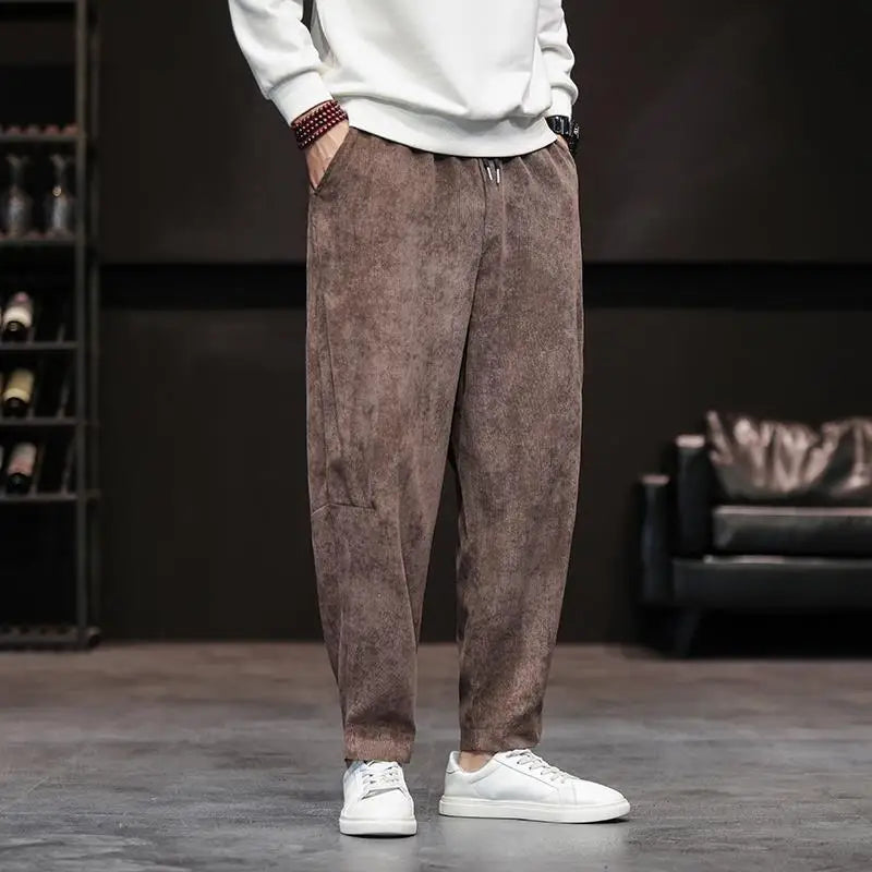 Herren Samthose Bequem Weite Bein Relaxed Fit