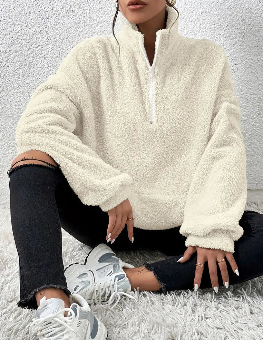 Großer Fleece-Pullover Damen Oversized Bequem Warm - BerlinGlamour