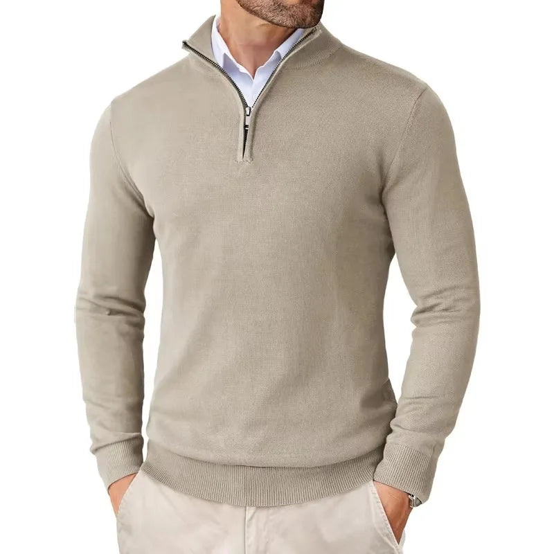 Herren Strickpullover Weich Reißverschluss Baumwolle