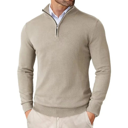 Herren Strickpullover Weich Reißverschluss Baumwolle