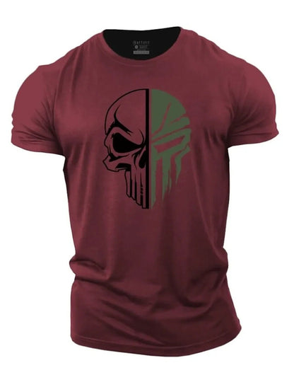 Herren T-Shirt Totenkopf Militär Style Schwarz