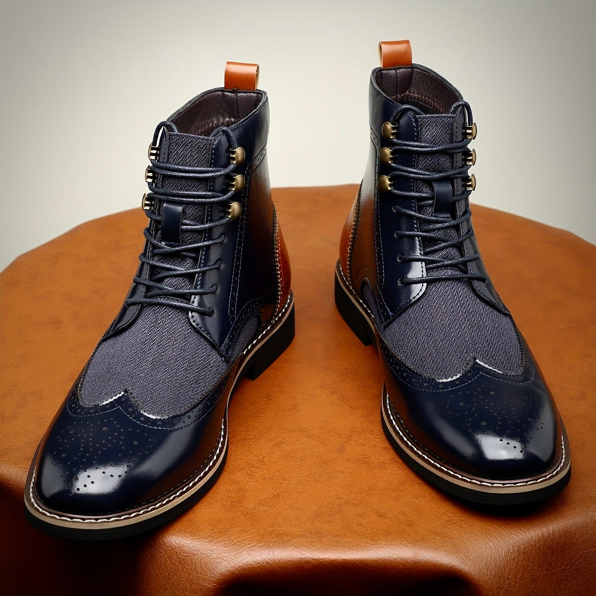 Herren Lederstiefel Oxford Elegante Schwarz Lederschuhe
