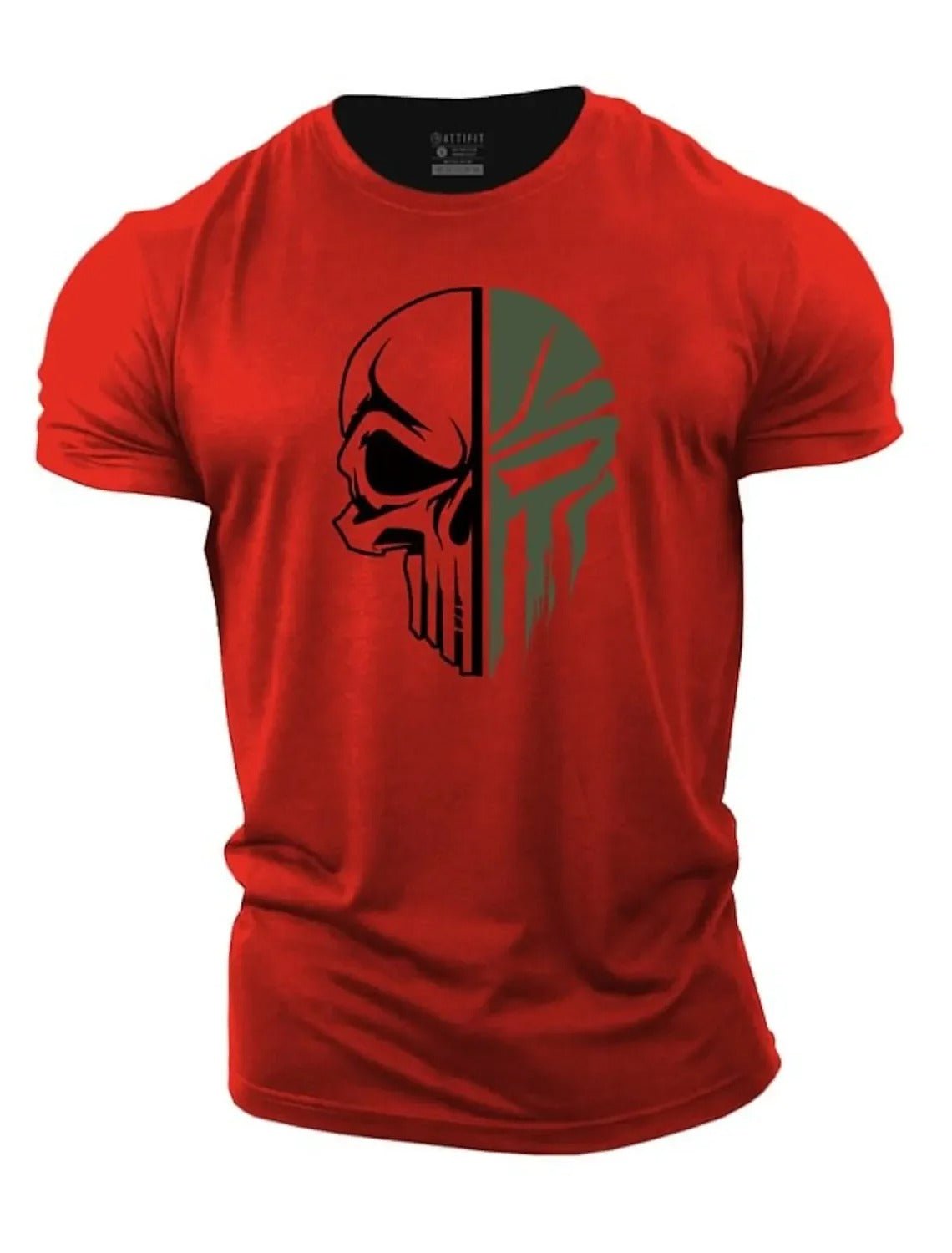 Herren T-Shirt Totenkopf Militär Style Schwarz