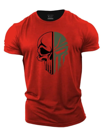 Herren T-Shirt Totenkopf Militär Style Schwarz