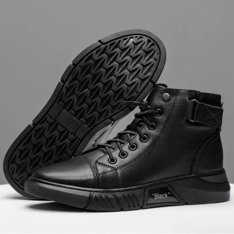 Schwarze Lederschuhe Herren Stiefel Elegant
