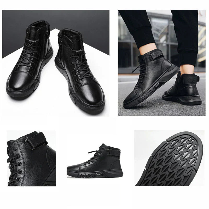 Schwarze Lederschuhe Herren Stiefel Elegant