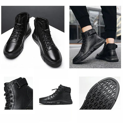 Schwarze Lederschuhe Herren Stiefel Elegant