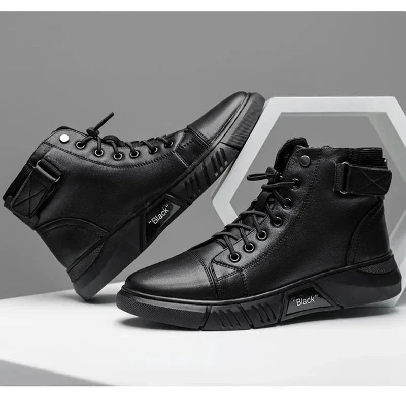 Schwarze Lederschuhe Herren Stiefel Elegant - BerlinGlamour