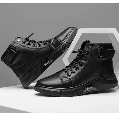 Schwarze Lederschuhe Herren Stiefel Elegant - BerlinGlamour