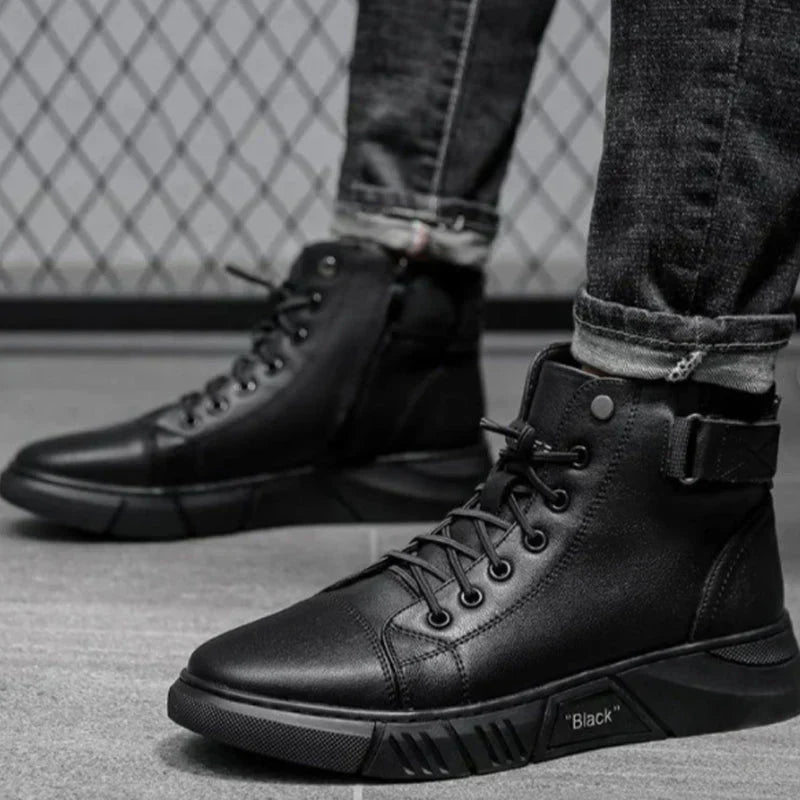 Schwarze Lederschuhe Herren Stiefel Elegant
