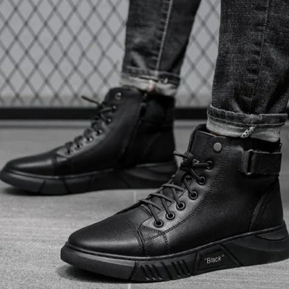 Schwarze Lederschuhe Herren Stiefel Elegant