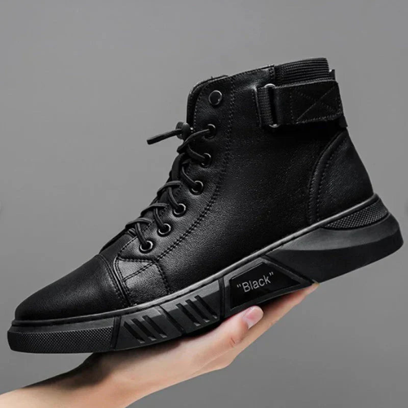 Schwarze Lederschuhe Herren Stiefel Elegant