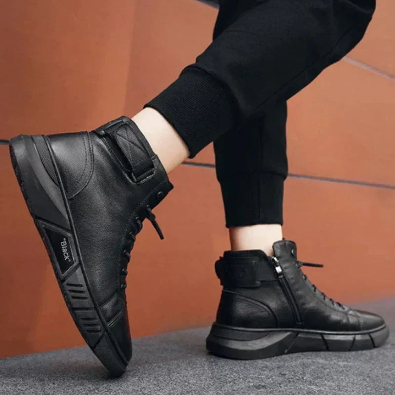 Schwarze Lederschuhe Herren Stiefel Elegant