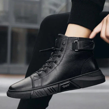 Schwarze Lederschuhe Herren Stiefel Elegant