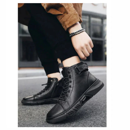 Schwarze Lederschuhe Herren Stiefel Elegant