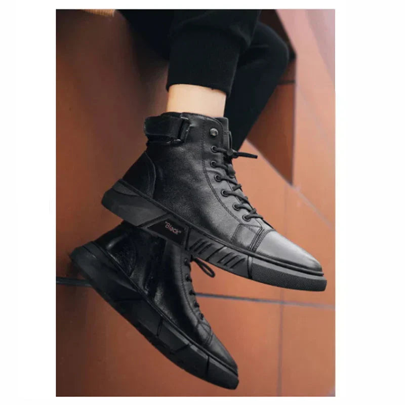 Schwarze Lederschuhe Herren Stiefel Elegant