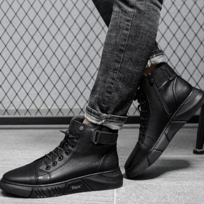 Schwarze Lederschuhe Herren Stiefel Elegant