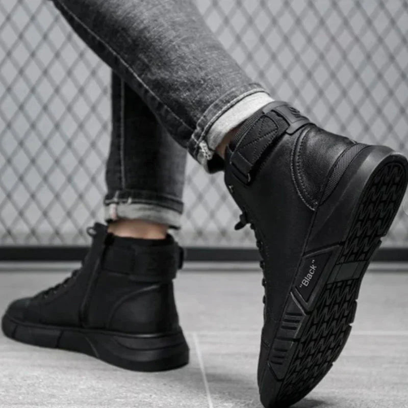 Schwarze Lederschuhe Herren Stiefel Elegant