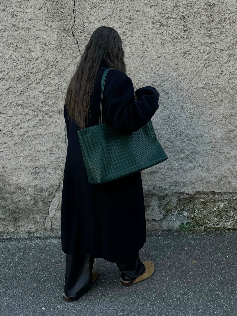 Vegane Ledertote Groß Reißverschluss Damenhandtasche
