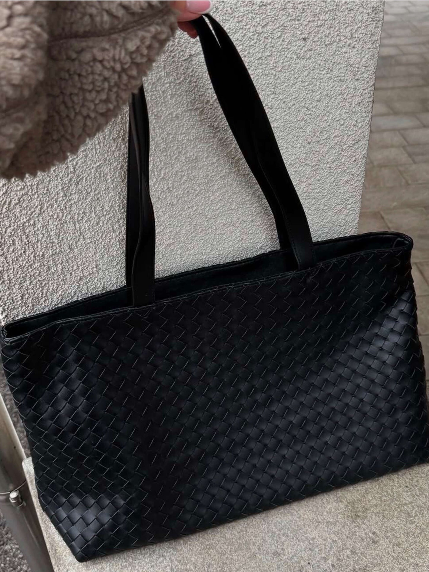 Vegane Ledertote Groß Reißverschluss Damenhandtasche