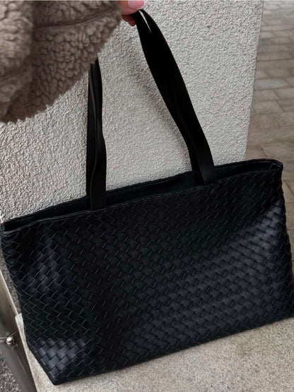 Vegane Ledertote Groß Reißverschluss Damenhandtasche