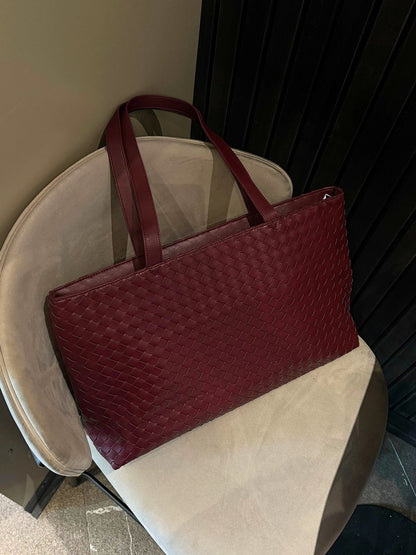 Vegane Ledertote Groß Reißverschluss Damenhandtasche