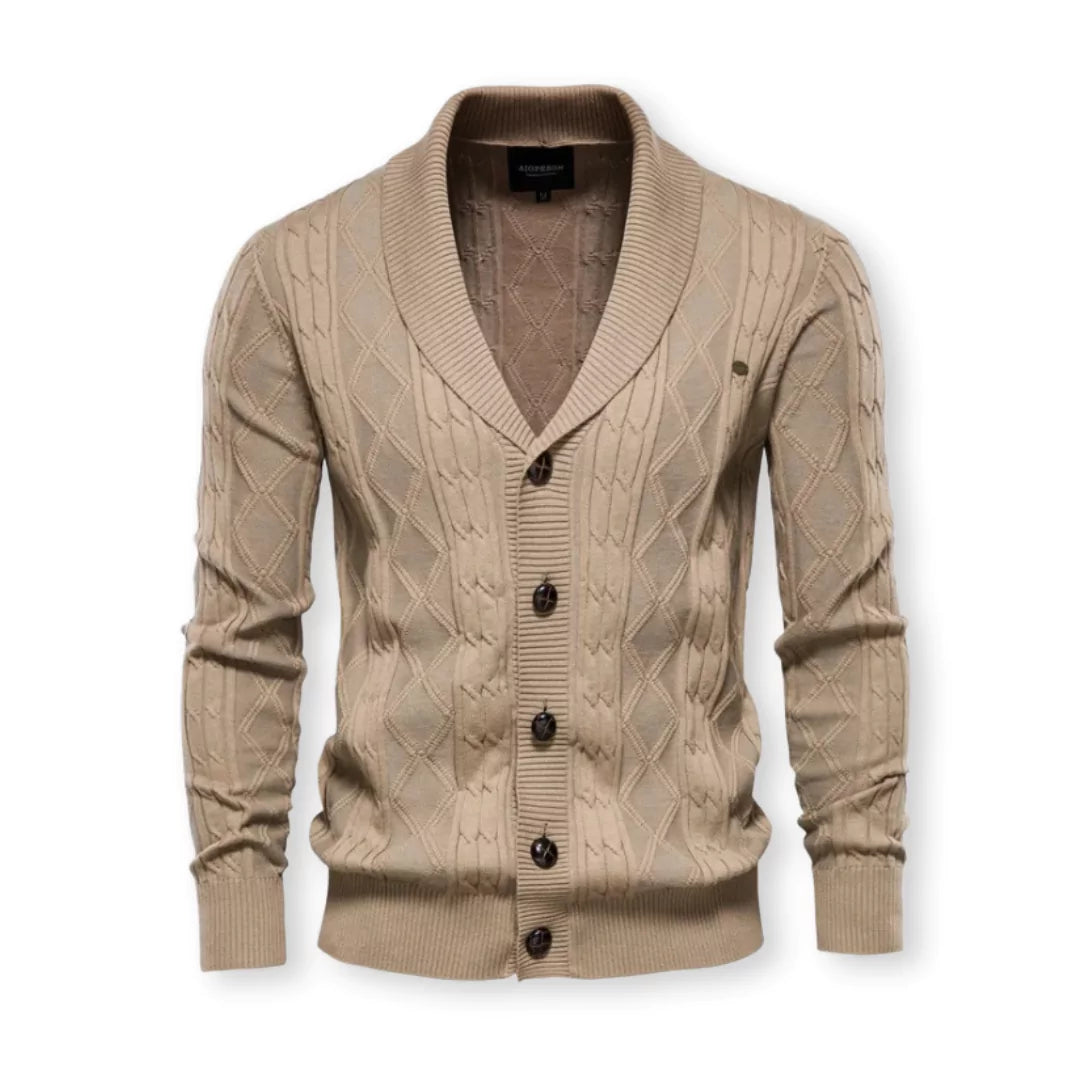 Herren Strickjacke Schalkragen Elegante Klassik