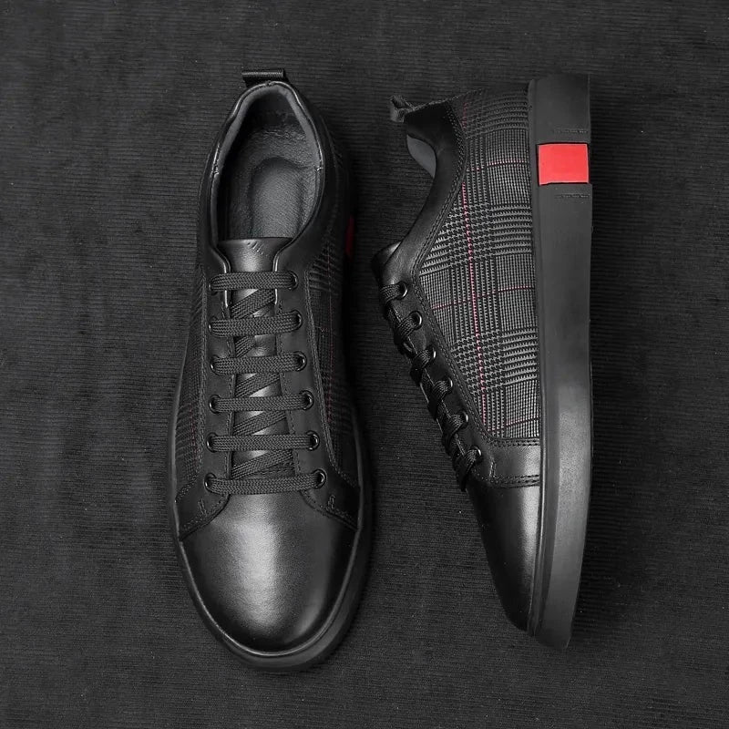 Leder Sneaker Herren Premium Qualität Schwarz