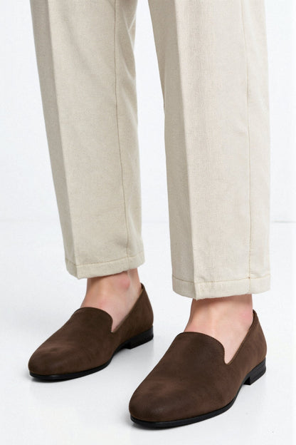 Braune Loafer Schuhe Elegantes Wildleder Design