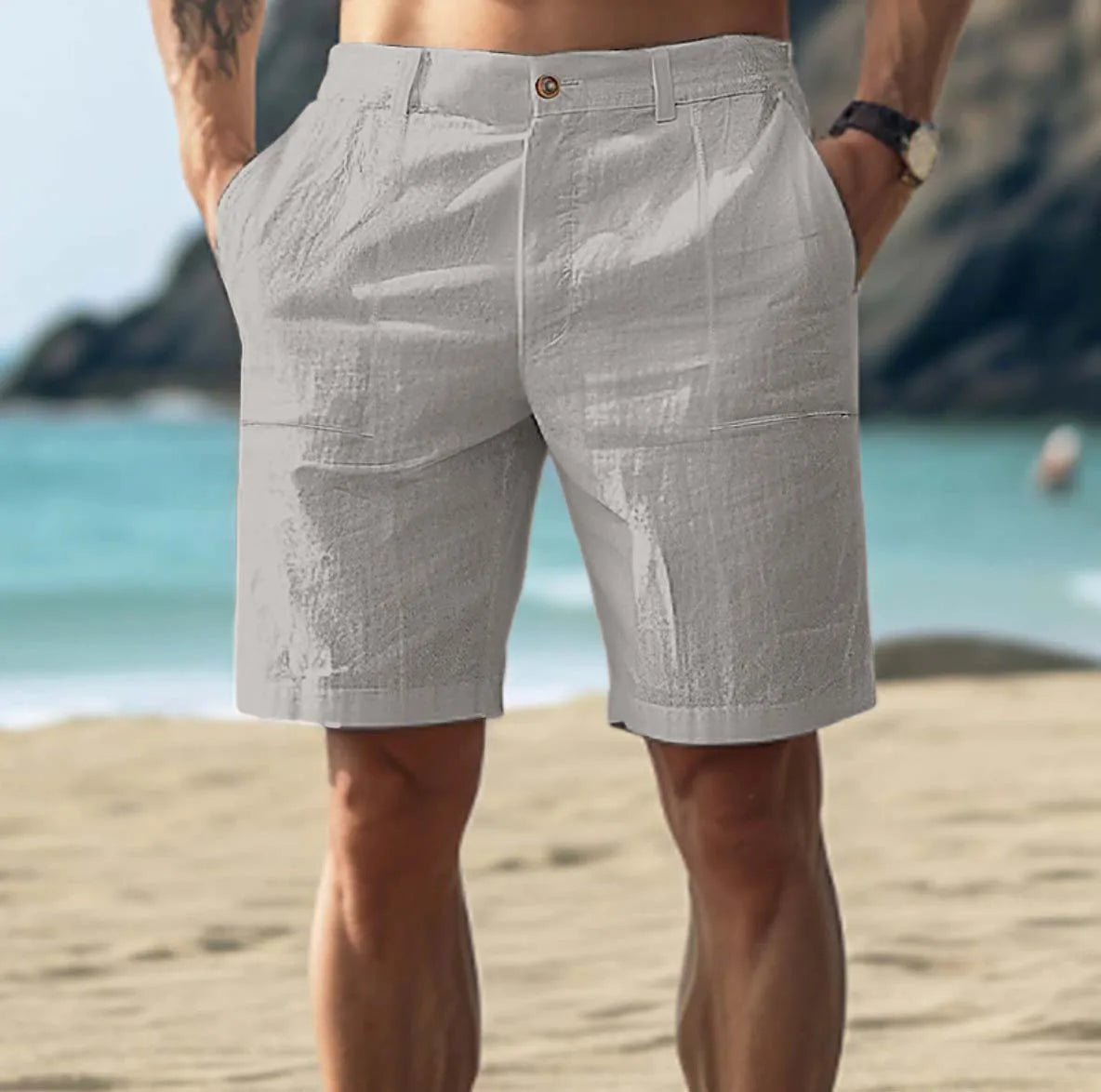 Bequeme Herren Leinen Shorts Sommer Freizeit