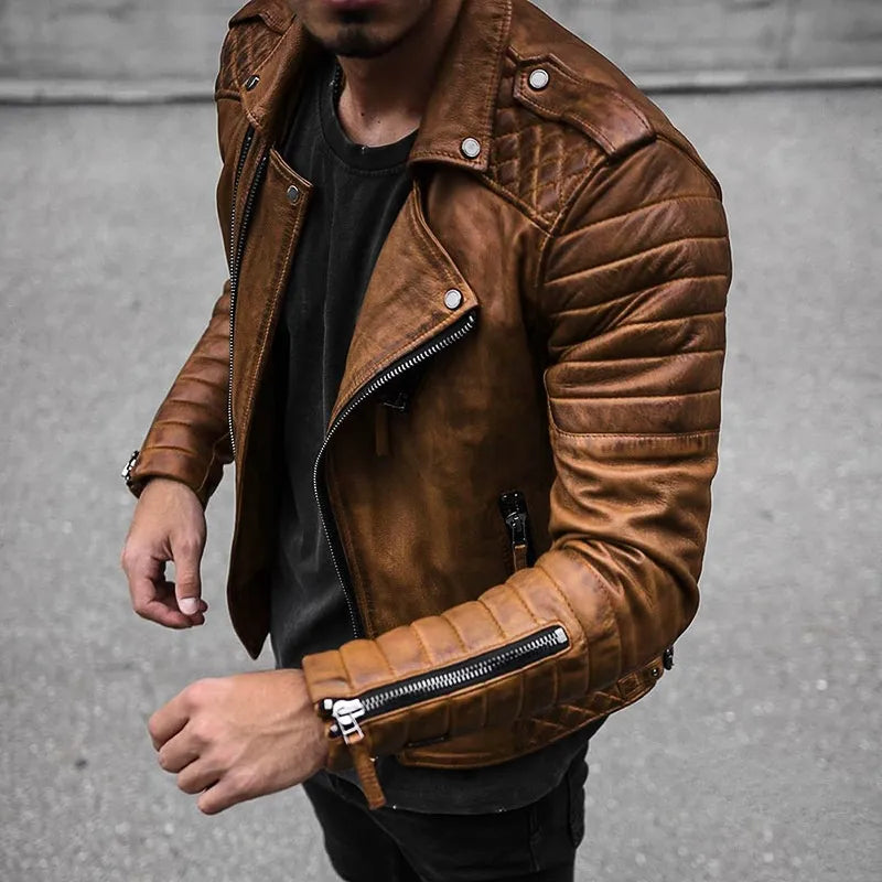 Herren Lederjacke Schwarz Elegant Lederschutz