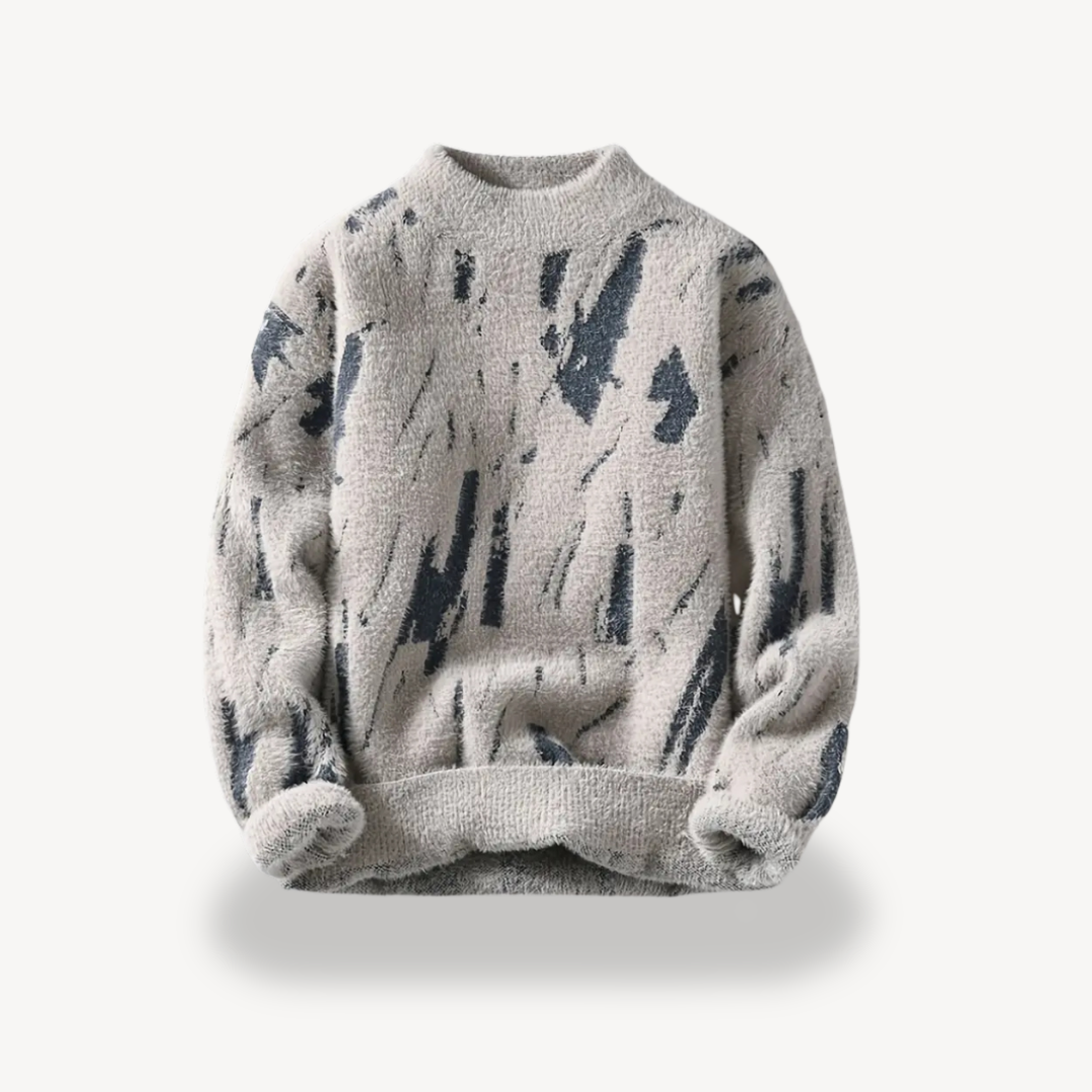 Abstrakter Fuzzy-Strickpullover für Herren | Loravelle 2