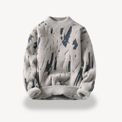 Abstrakter Fuzzy-Strickpullover für Herren | Loravelle 2