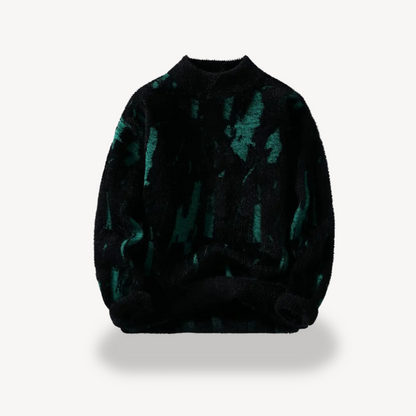 Abstrakter Fuzzy-Strickpullover für Herren | Loravelle 3
