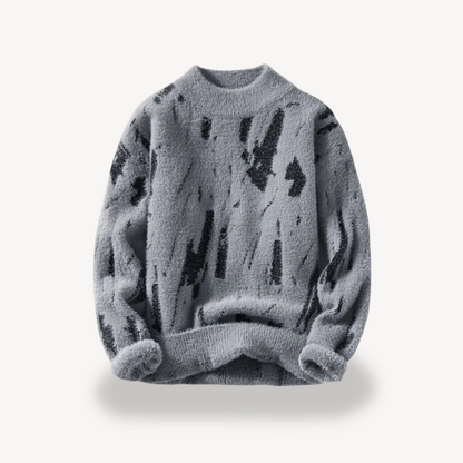 Abstrakter Fuzzy-Strickpullover für Herren | Loravelle 4