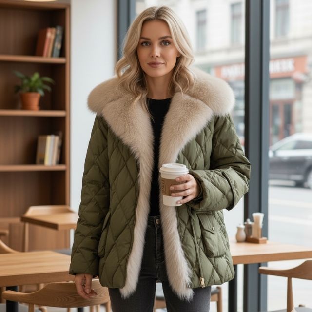Damenjacke Warm Entendaunenfutter Modern Chic - BerlinGlamour