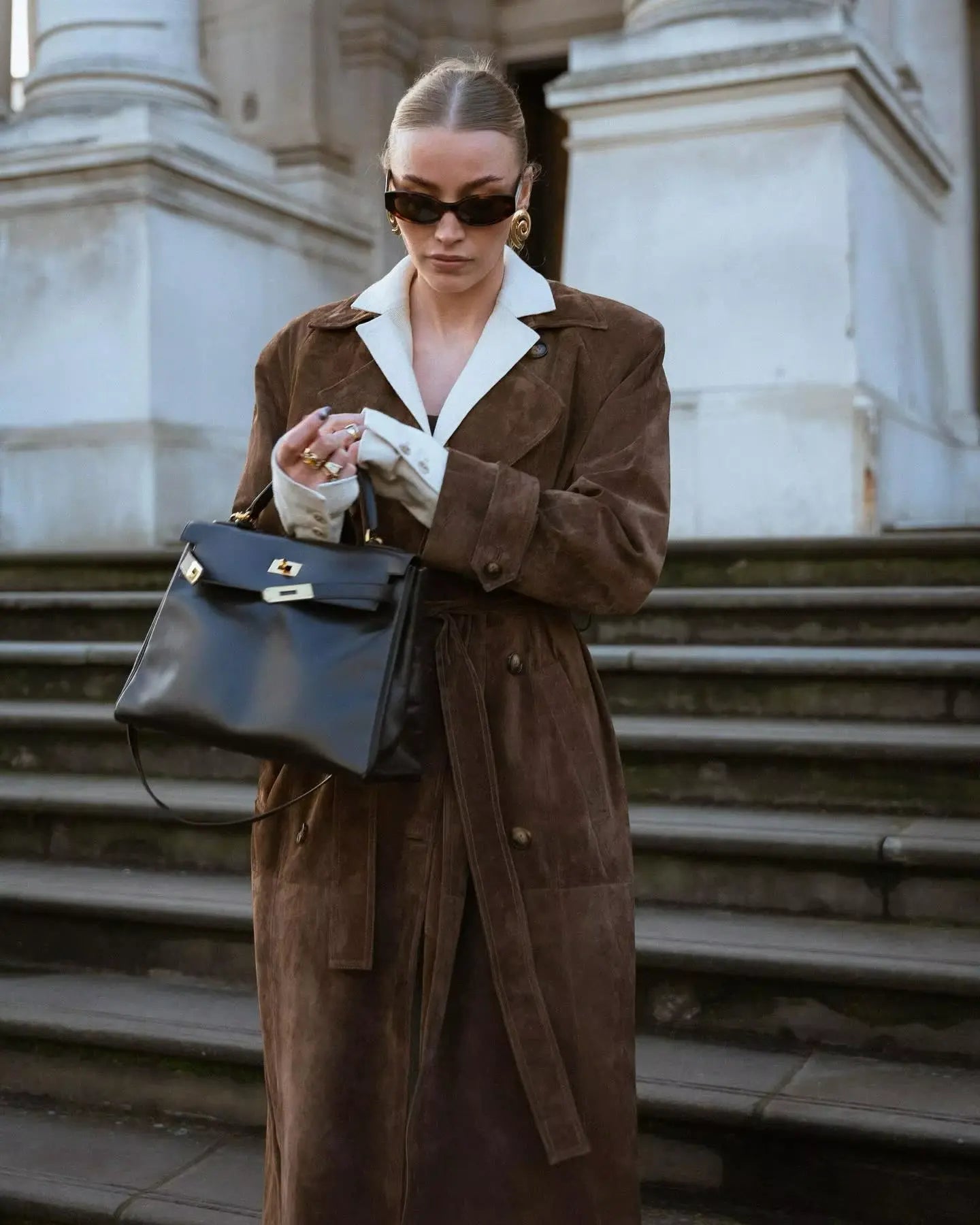 Wildleder Trenchcoat Damen Elegant Lang - BerlinGlamour