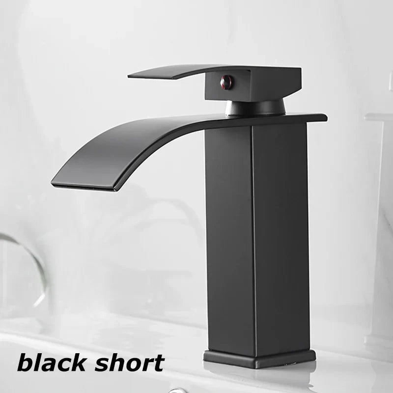 Edelstahl Waschtischarmatur Wasserfall Design Schwarz - BerlinGlamour