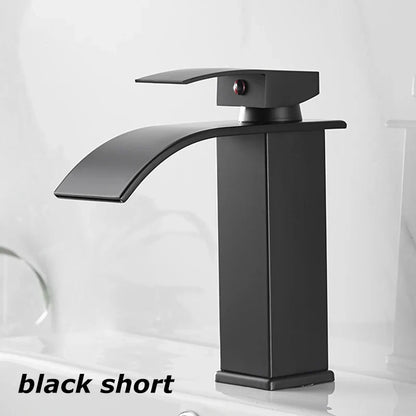 Edelstahl Waschtischarmatur Wasserfall Design Schwarz - BerlinGlamour