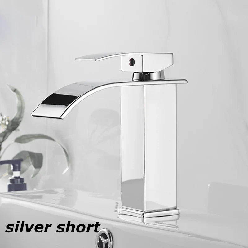 Edelstahl Waschtischarmatur Wasserfall Design Schwarz